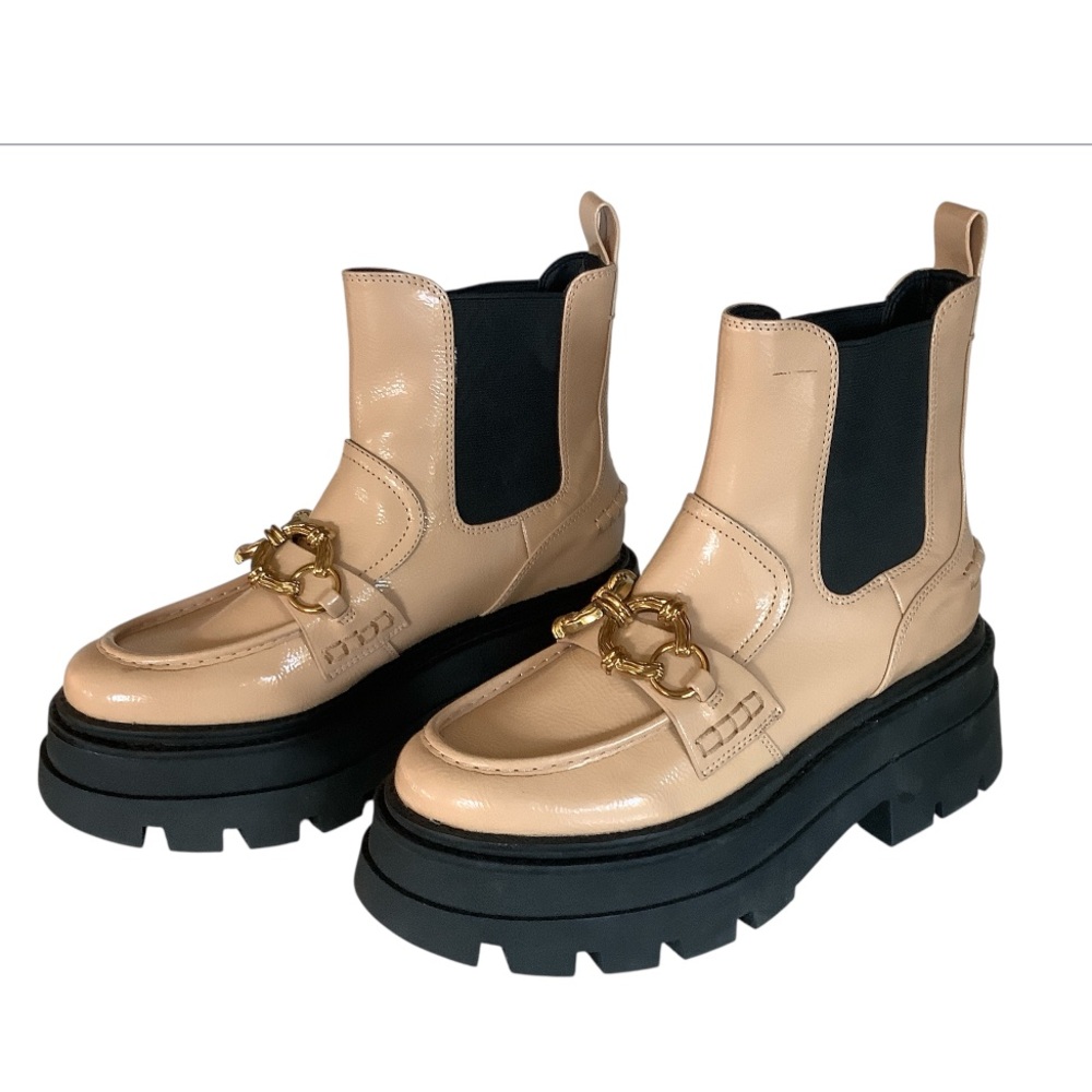 Circus by Sam Edelman Brooks Blonde Patent Boots Women Size 8.5 NWT Y2K Mob Wife